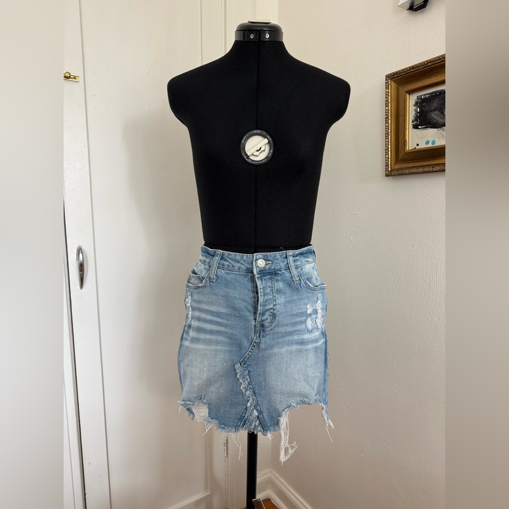 Celebrity Pink - Light Blue Distressed Denim Skirt - 3 / 26